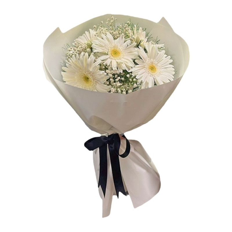Beyaz Gerbera Buketi 35 Cm 5'li