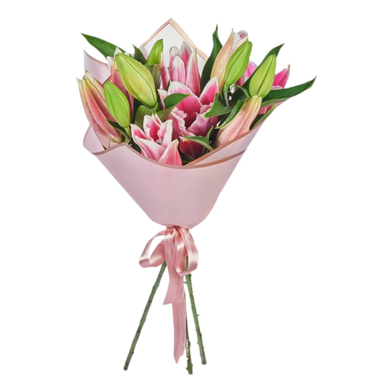 Pembe Lilyum Buketi