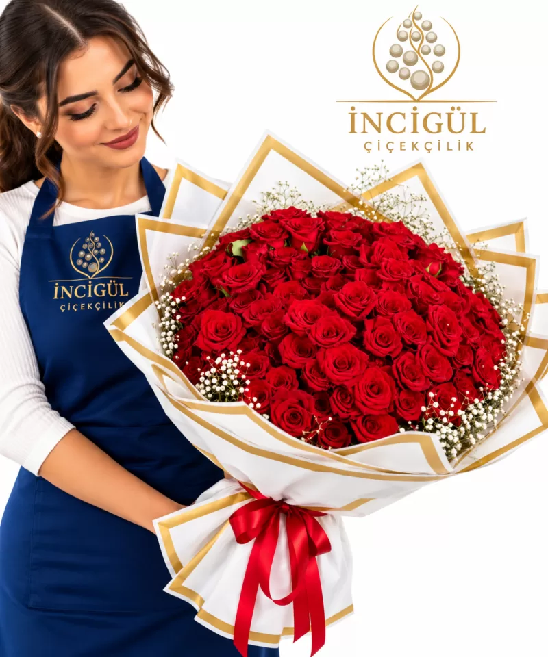 101 Adet Kırmızı Gül Buketi
