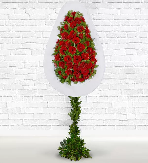 Kırmızı Gerbera Sepeti Çelenk