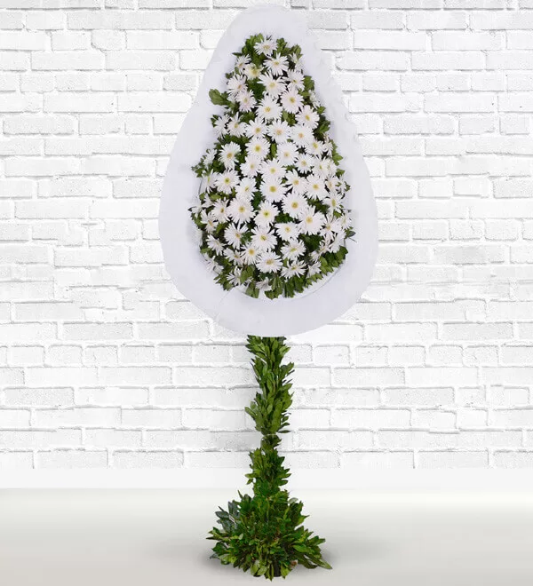 Beyaz Gerbera Sepeti Çelenk